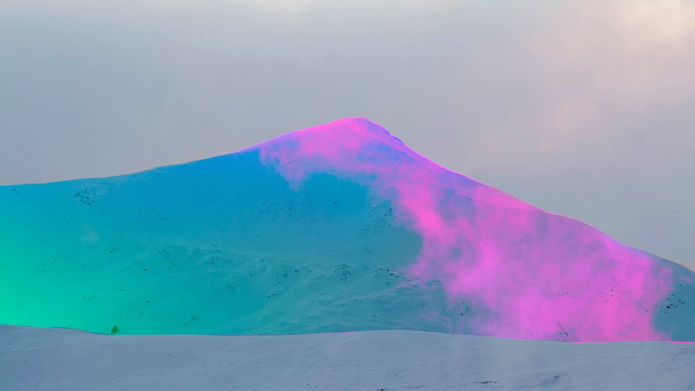 Snowy mountain with a neon effect filter