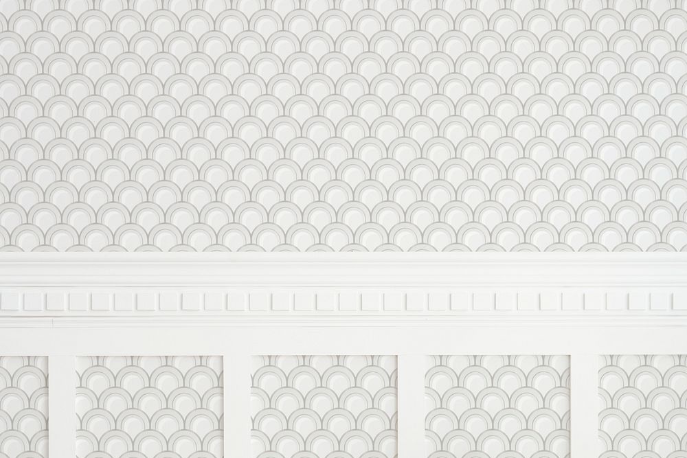 White and gray semicircle patterned wall
