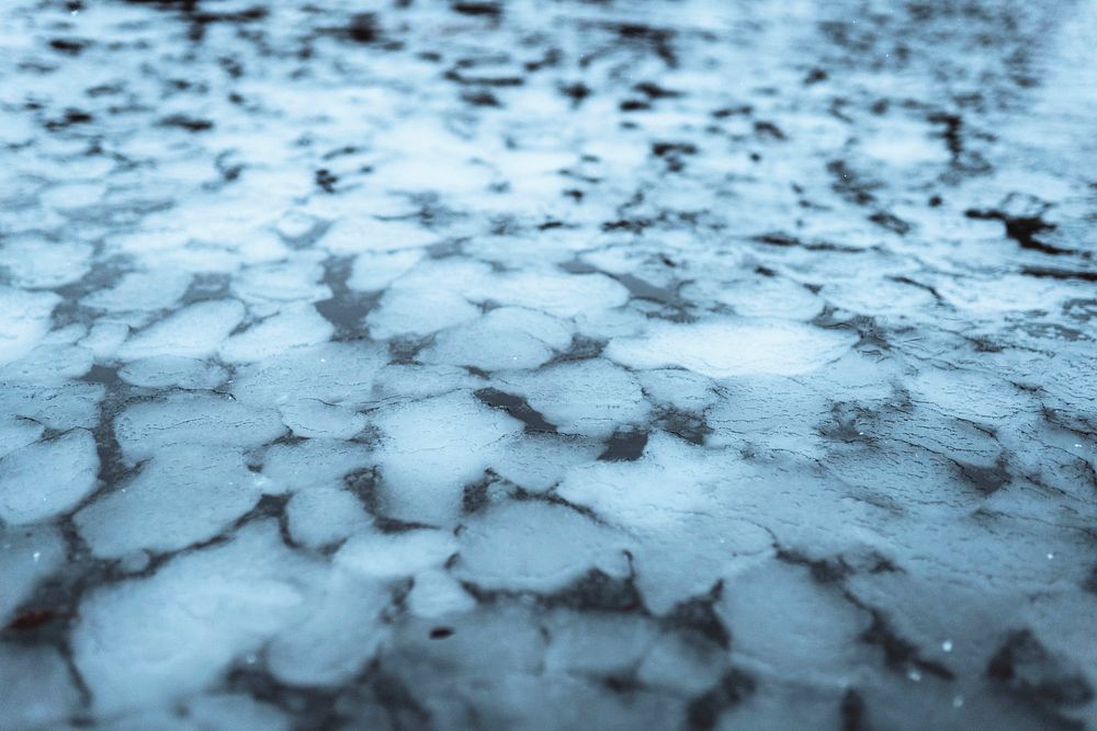 Frozen lake in winter in Lofoten island, Norway