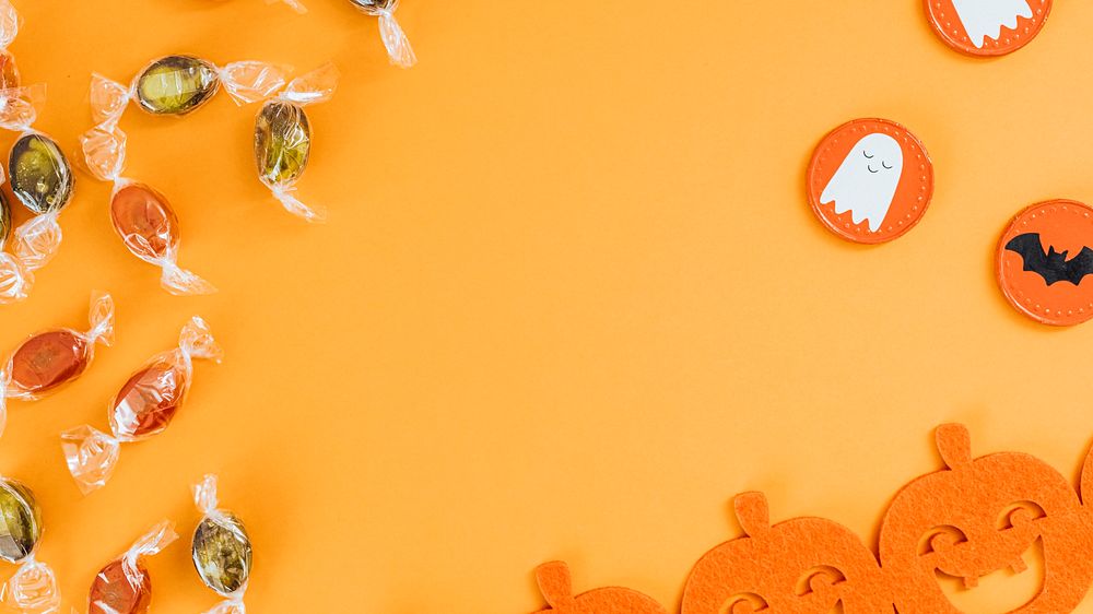 Halloween candy wallpaper, autumn desktop background, trick or treat