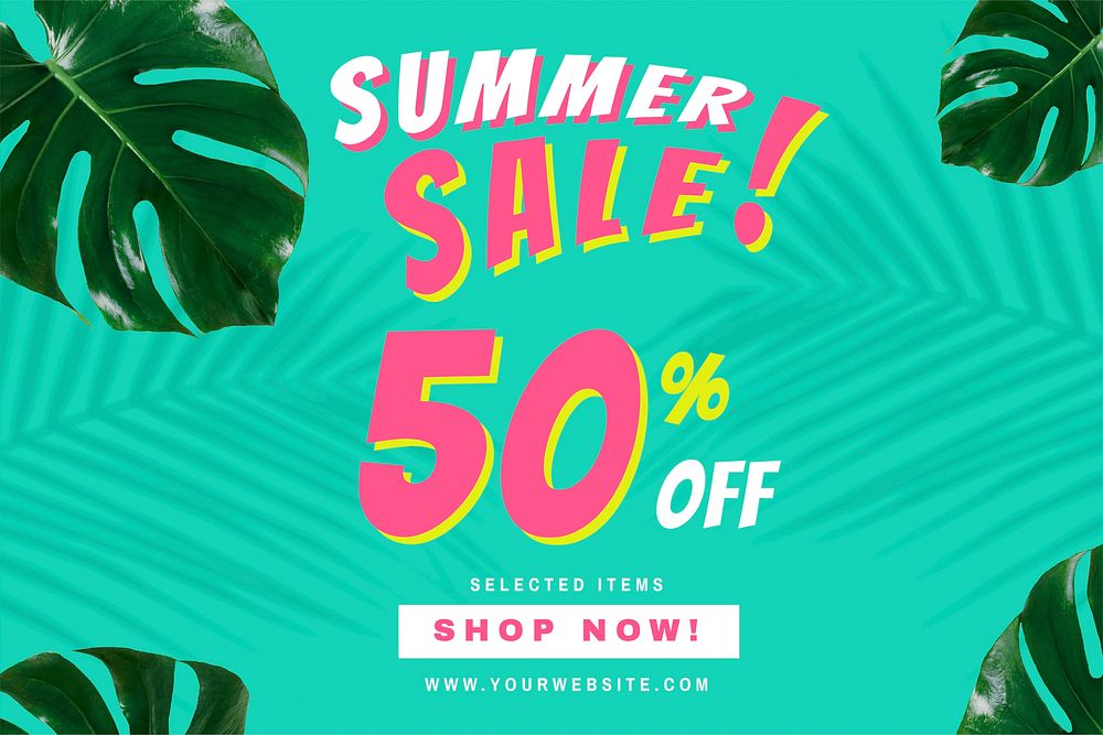 50% off summer sale vector promotion advertisement