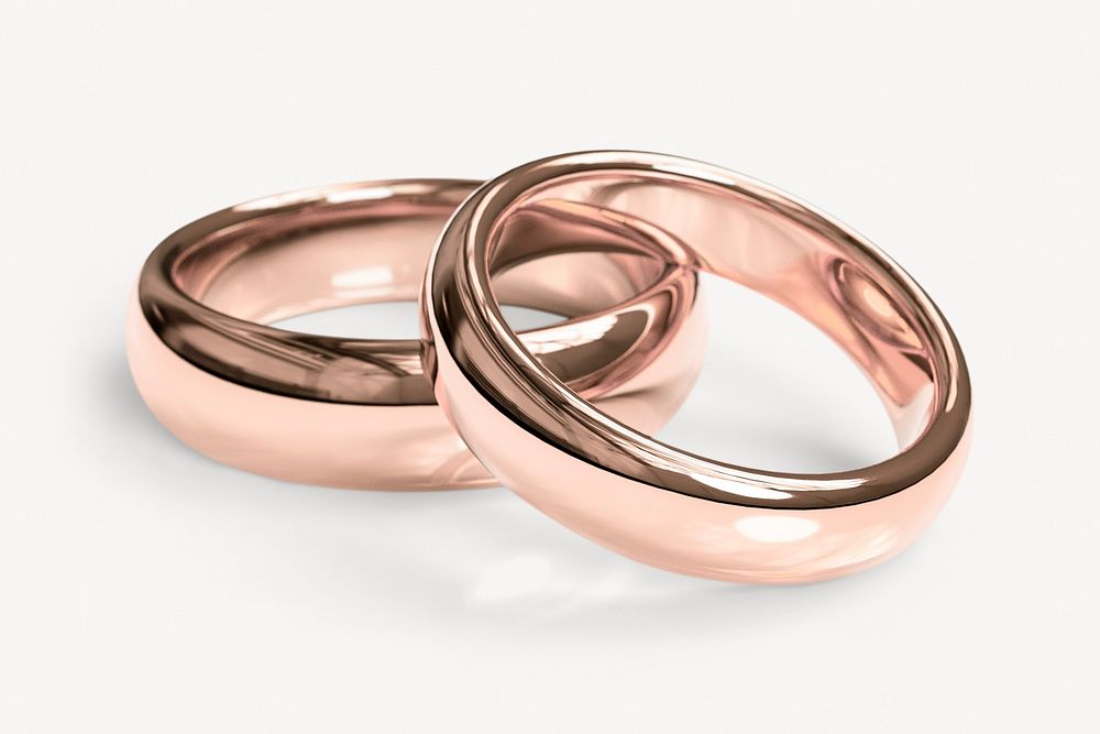 Couple ring collage element, rose gold luxurious accessory design psd
