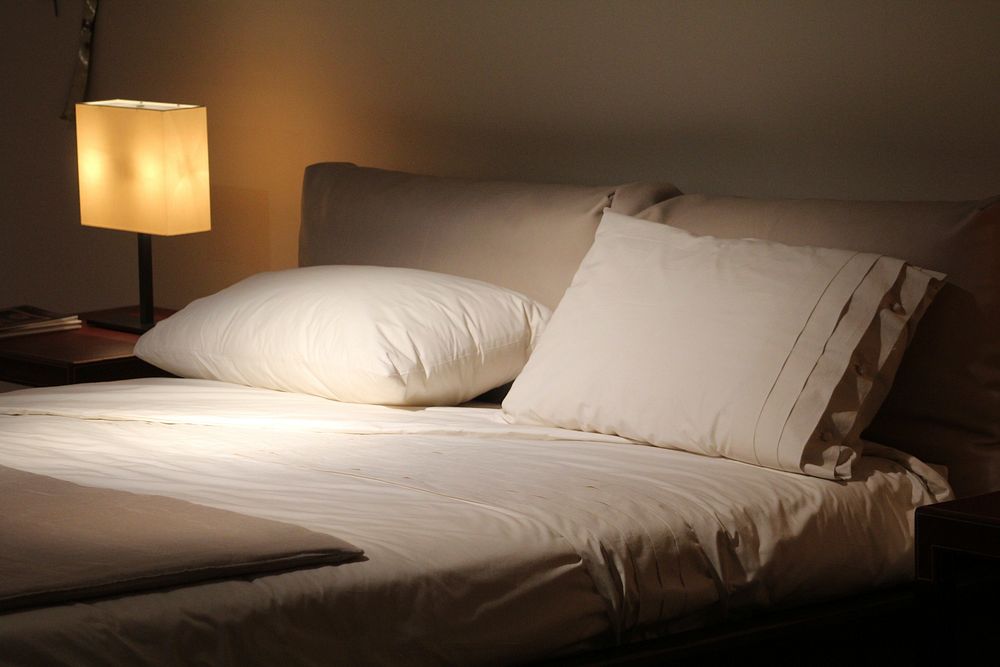 Free white cozy bed image, public domain CC0 photo.