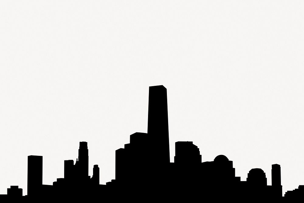 Skyline silhouette collage element, NYC psd
