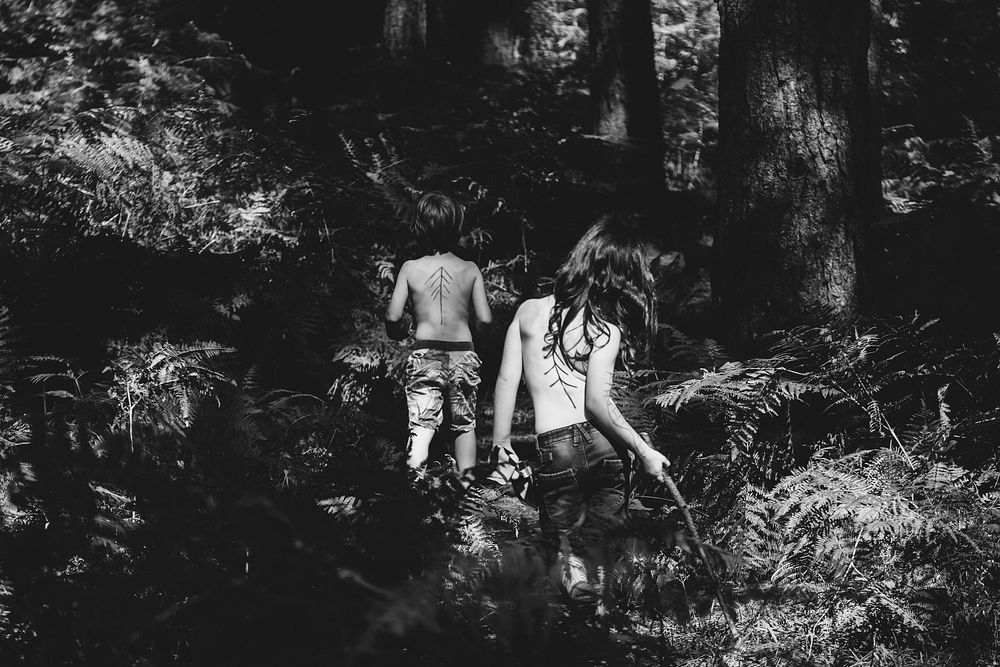 Free people wandering in the forest image, public domain CC0 photo.