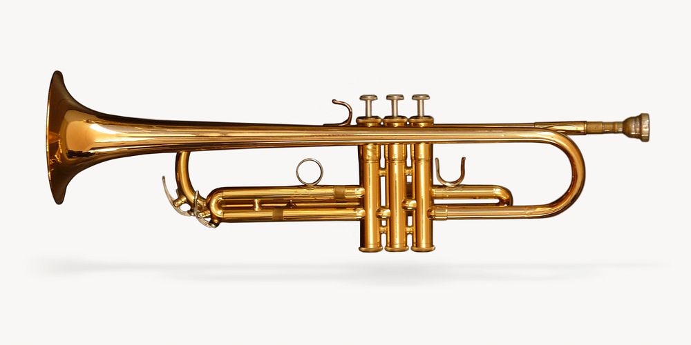 Trumpet, musical instrument isolated image