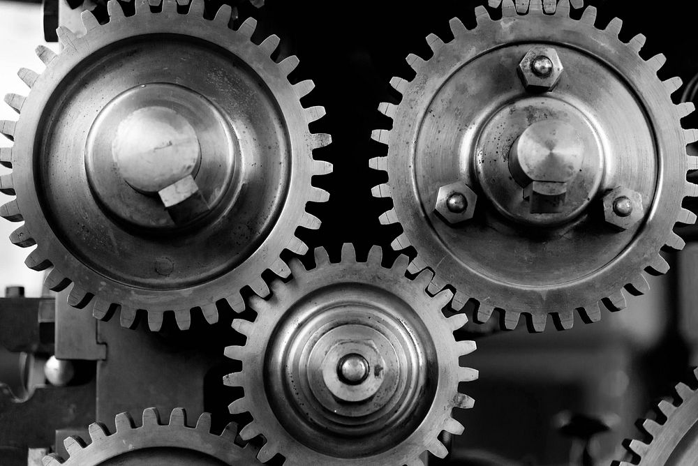 Machinery gear close up image, public domain CC0 photo.