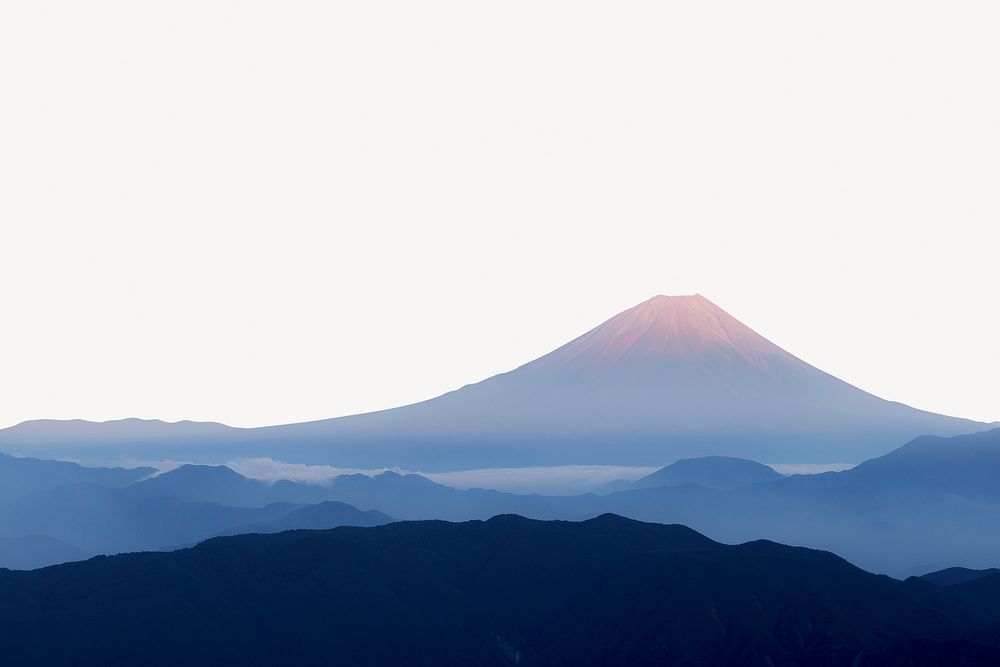 Mount Fuji view border, nature background psd