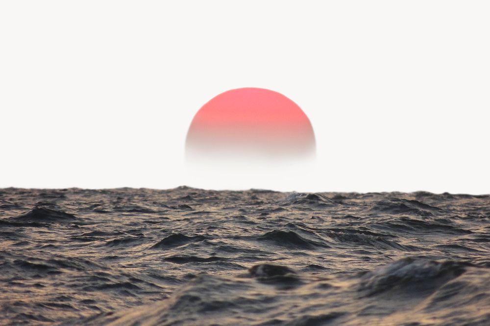 Ocean sunset background, nature border design