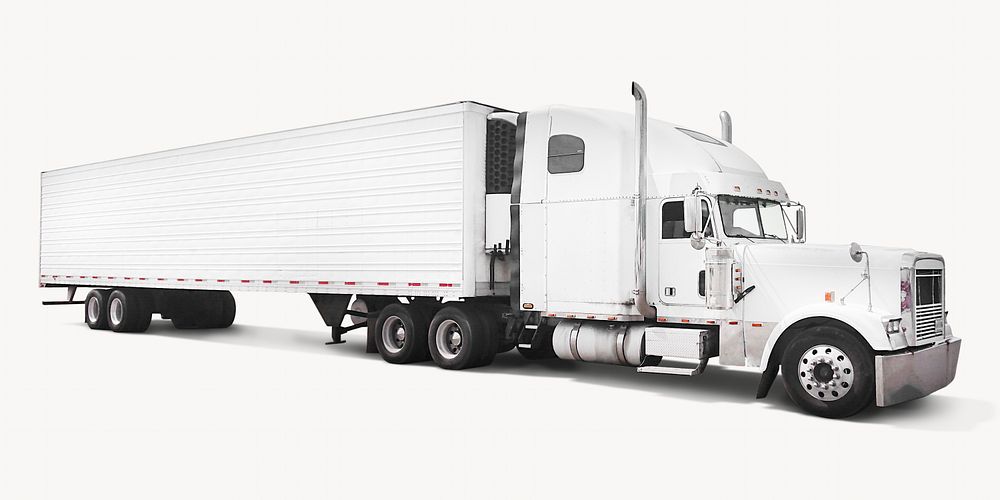 White truck, transport vehicle isolated image