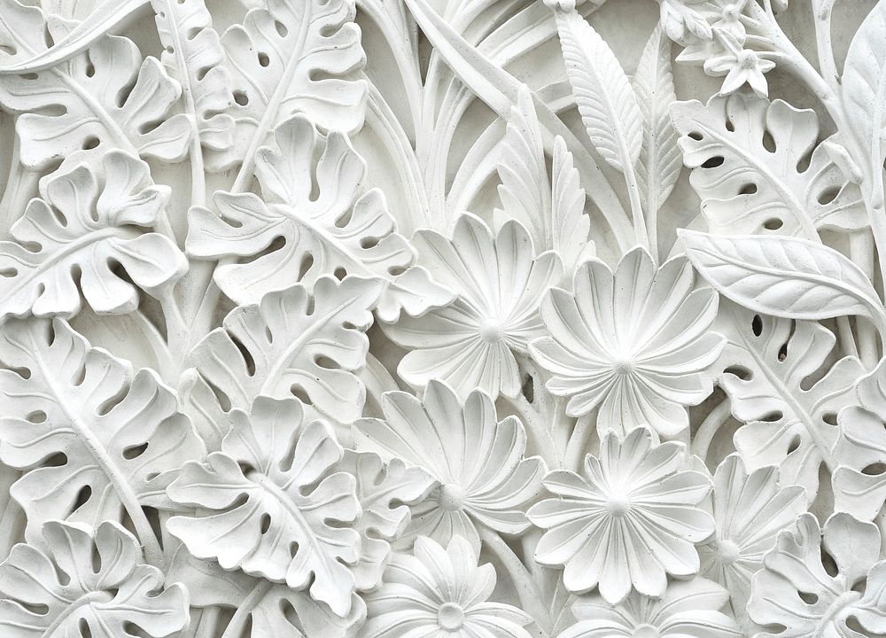 White florals background, free public domain CC0 photo.