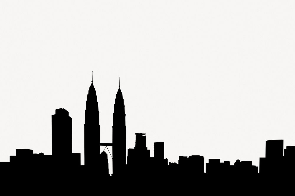 Skyline silhouette collage element, Kuala Lumpur psd