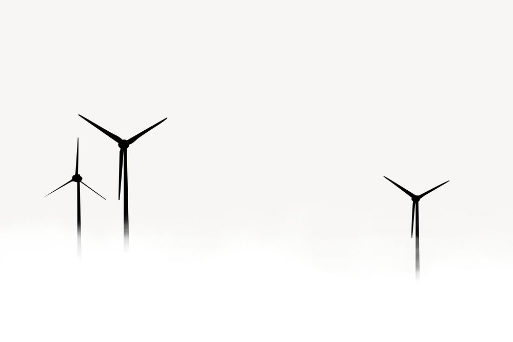 Wind turbine collage element, silhouette, off white design psd