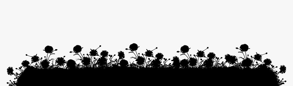 Flower silhouette border, black floral illustration