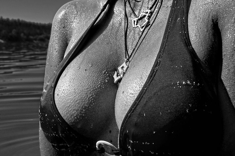 Free woman's chest summer aesthetic image, public domain CC0 photo.