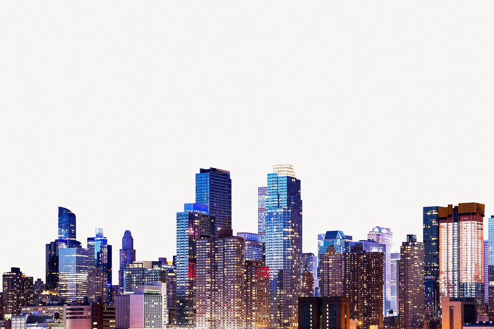 Aesthetic buildings background, cityscape at night psd