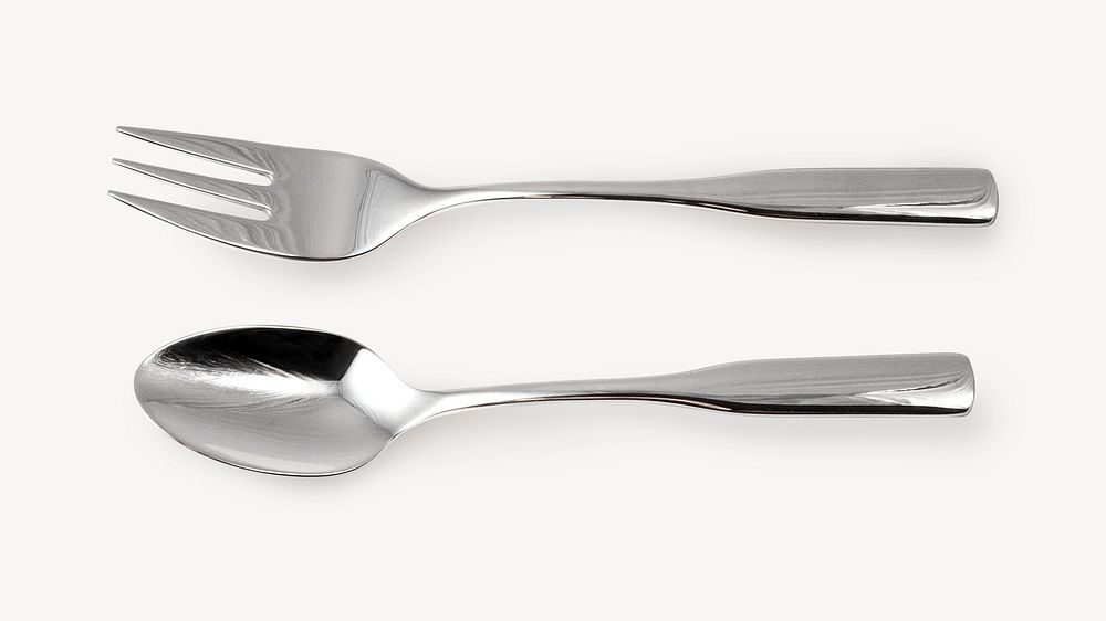 Fork & spoon collage element, utensil design psd