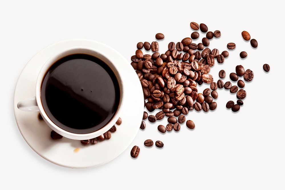 Black coffee collage element, food & drink design psd
