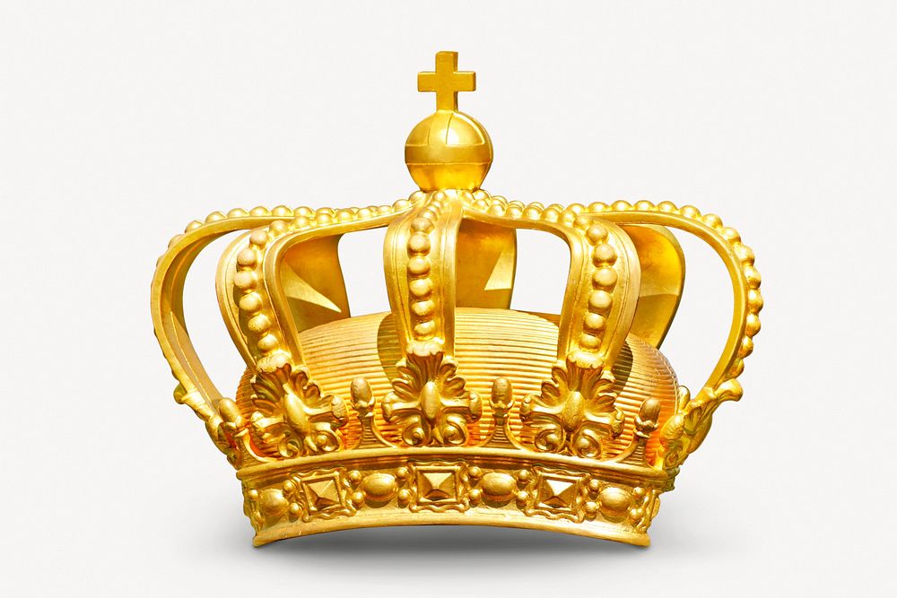 Golden royal crown, accessory, object collage element psd