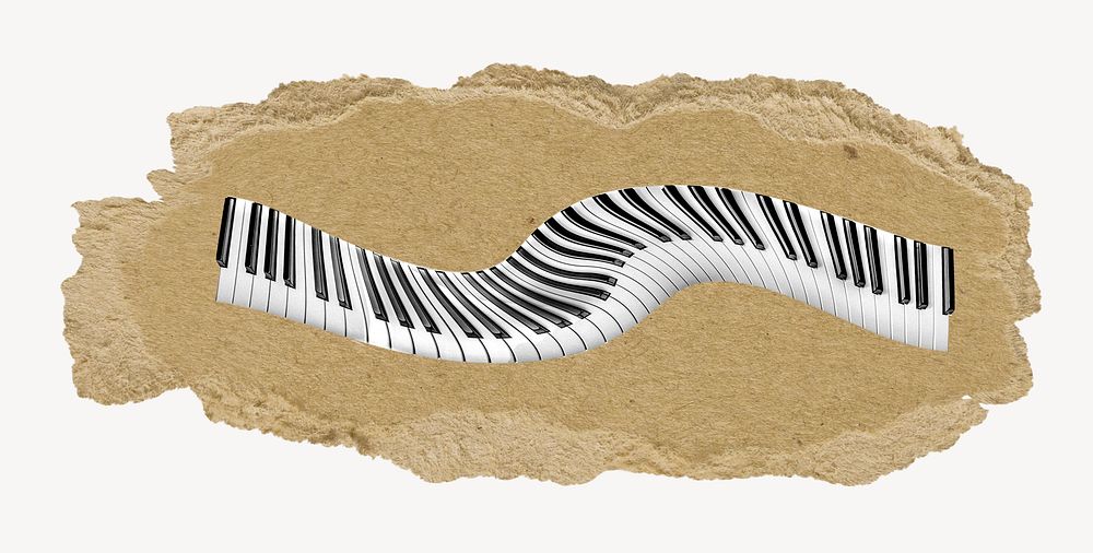 Piano, ripped paper collage element