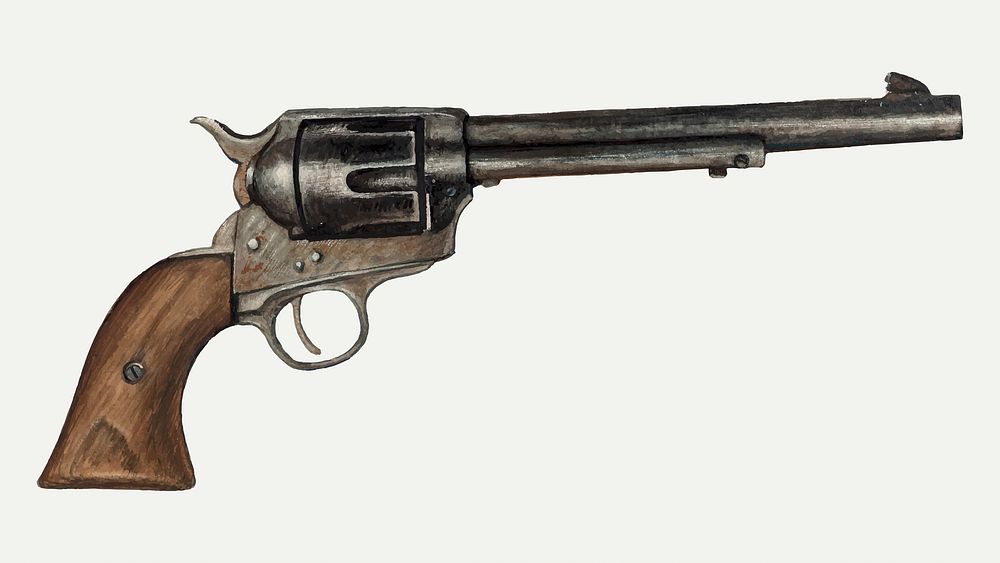 Vintage revolver gun vector illustration, remixed from the artwork by Elizabeth Johnson