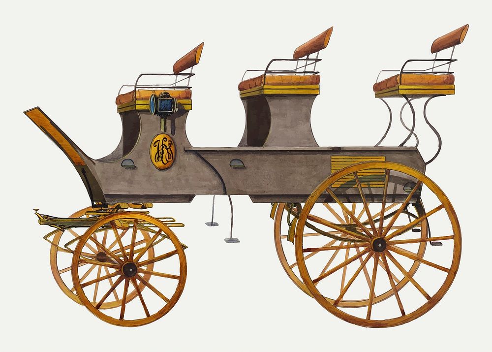 Vintage carriage illustration vector, remixed from the artwork by Fred Weiss.
