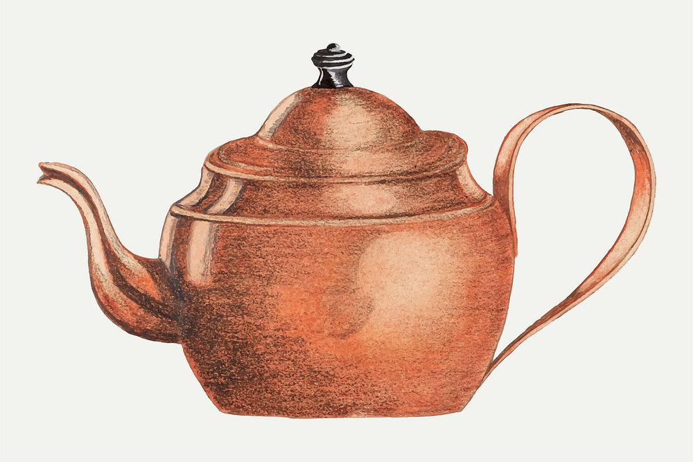 Vintage tea kettle illustration vector, remixed from the artwork by Frank Nelson