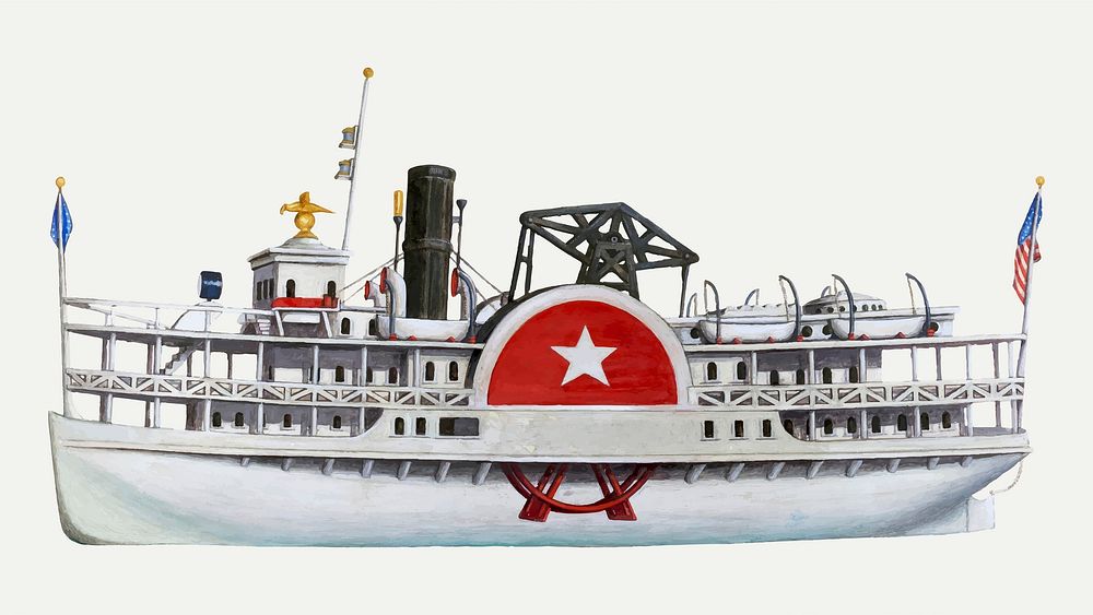 Vintage model ship illustration vector, remixed from the artwork by Frank Gray