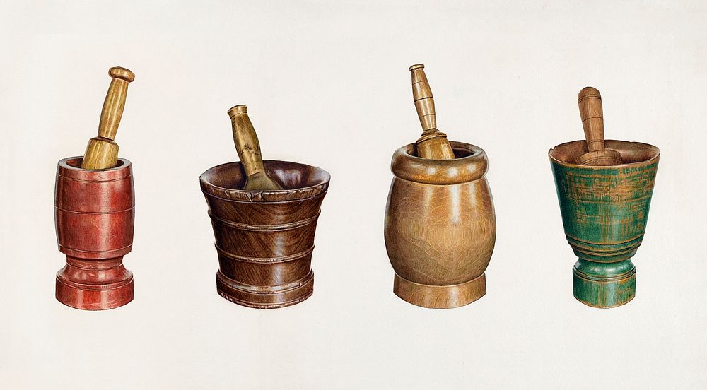 Mortar and Pestles (ca.1937) by Elizabeth Moutal. Original from The National Gallery of Art. Digitally enhanced by rawpixel.