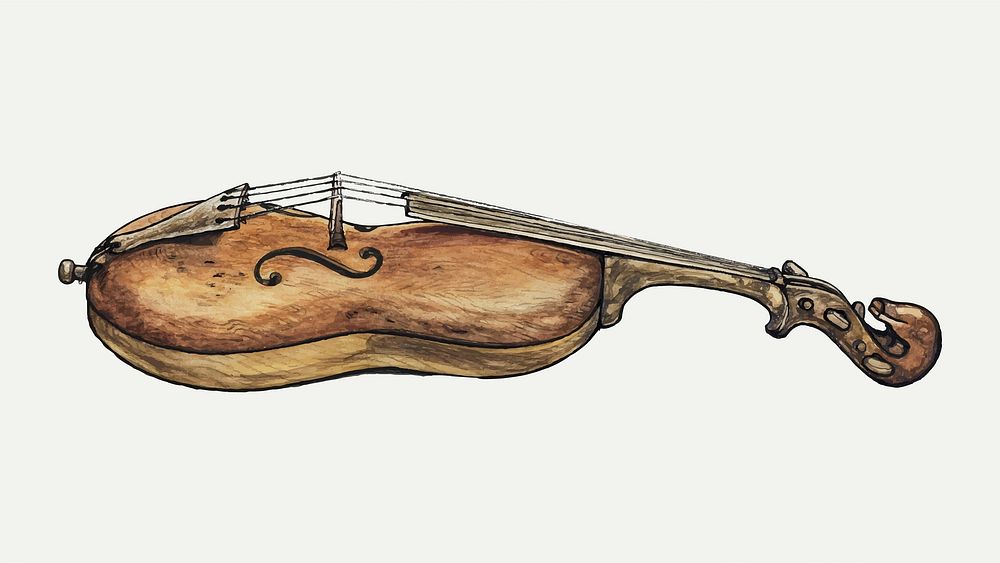 Vintage violin illustration vector, remixed from the artwork by Augustine Haugland