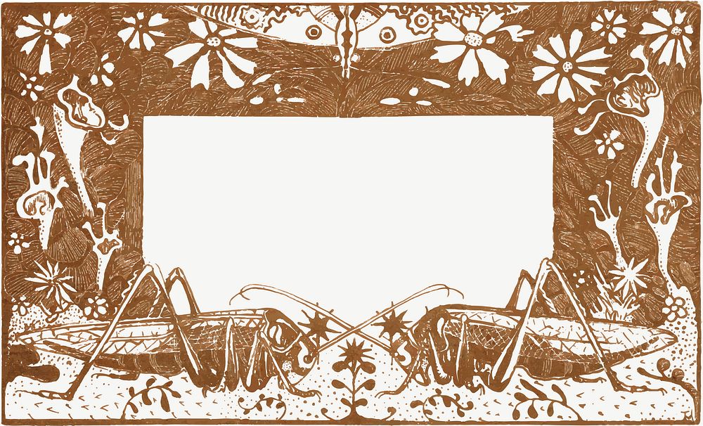 Vintage grasshopper frame vector, remix from artworks by Theo van Hoytema