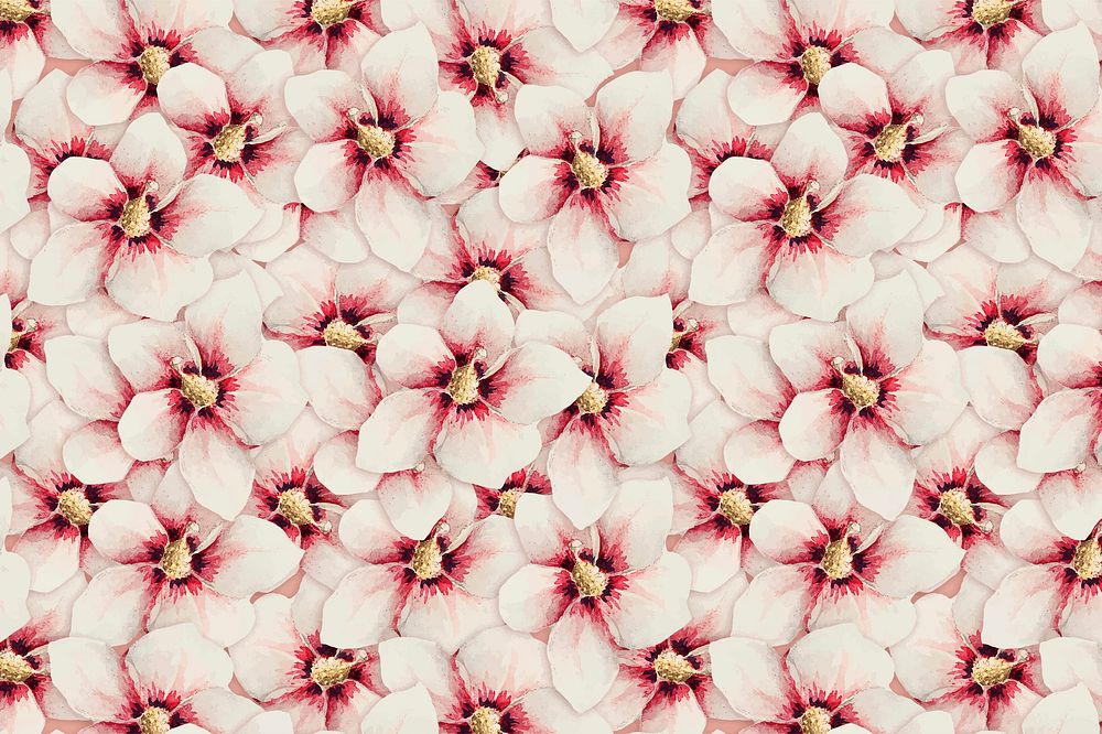 Hibiscus flower pattern vector background, remix from artworks by Megata Morikaga
