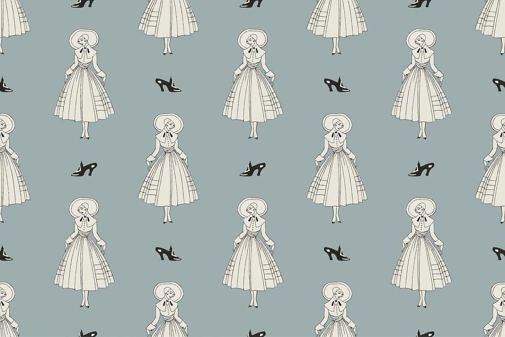 1920's fashion fashion pattern vector feminine background, remix from artworks by George Barbier