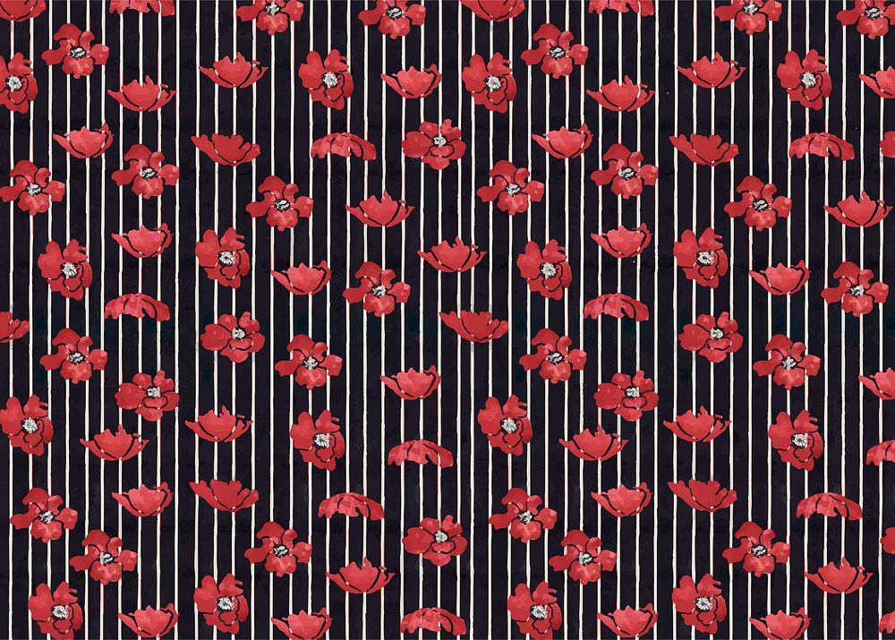 Red floral patterned background vector art nouveau style, remix from artworks by Ethel Reed
