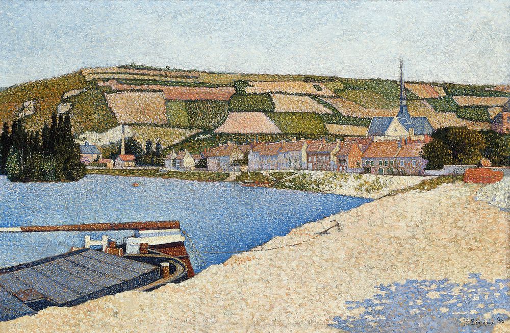 Les Andelys, C&ocirc;te d&rsquo;Aval (1886) painting in high resolution by Paul Signac. Original from The Art Institute of…
