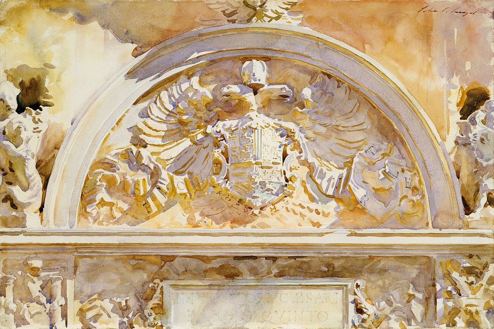 Escutcheon of Charles V of Spain (1912) by John Singer Sargent. Original from The MET Museum. Digitally enhanced by rawpixel.