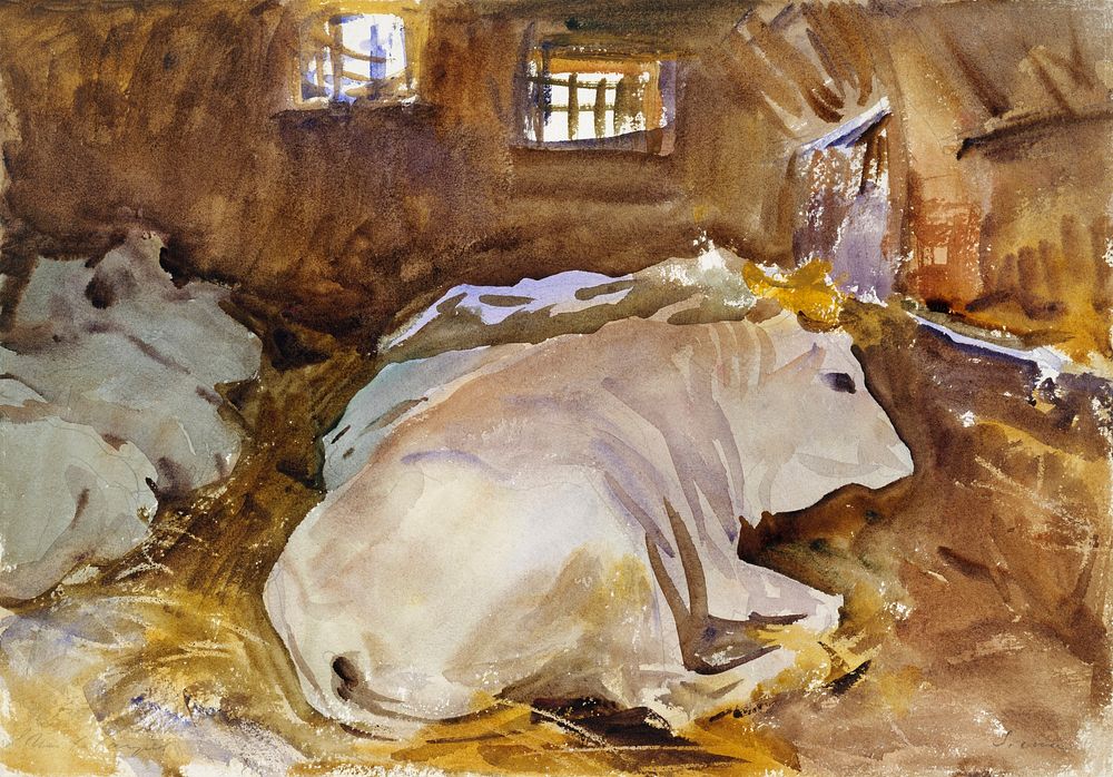 Oxen (ca. 1910) by John Singer Sargent. Original from The MET Museum. Digitally enhanced by rawpixel.