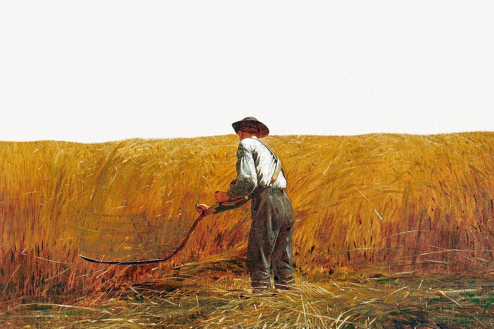 Winslow Homer's Veteran in a New Field border background, famous artwork remixed by rawpixel 
