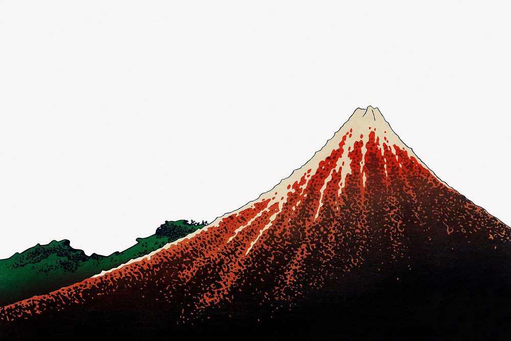 Hokusai's Sanka Hakuu border collage element, famous artwork remixed by rawpixel  psd