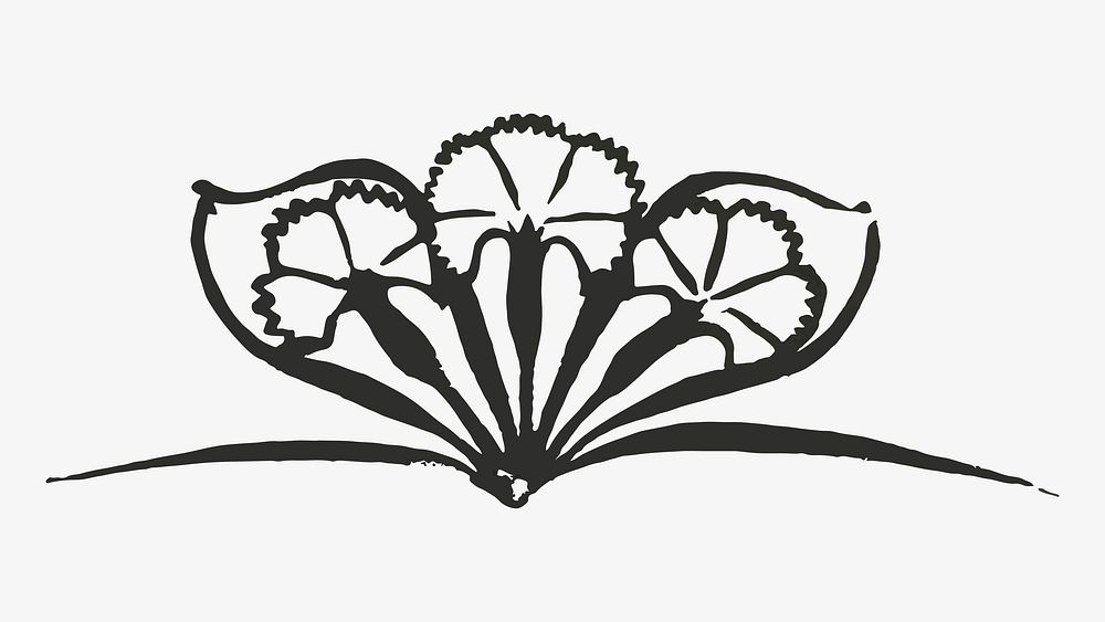 Vintage flower vector in black print, remixed from artworks by Gerrit Willem Dijsselhof