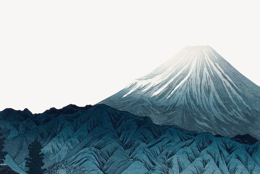 Mount Fuji's Hiroaki Takahashi border collage element, famous artwork remixed by rawpixel  psd