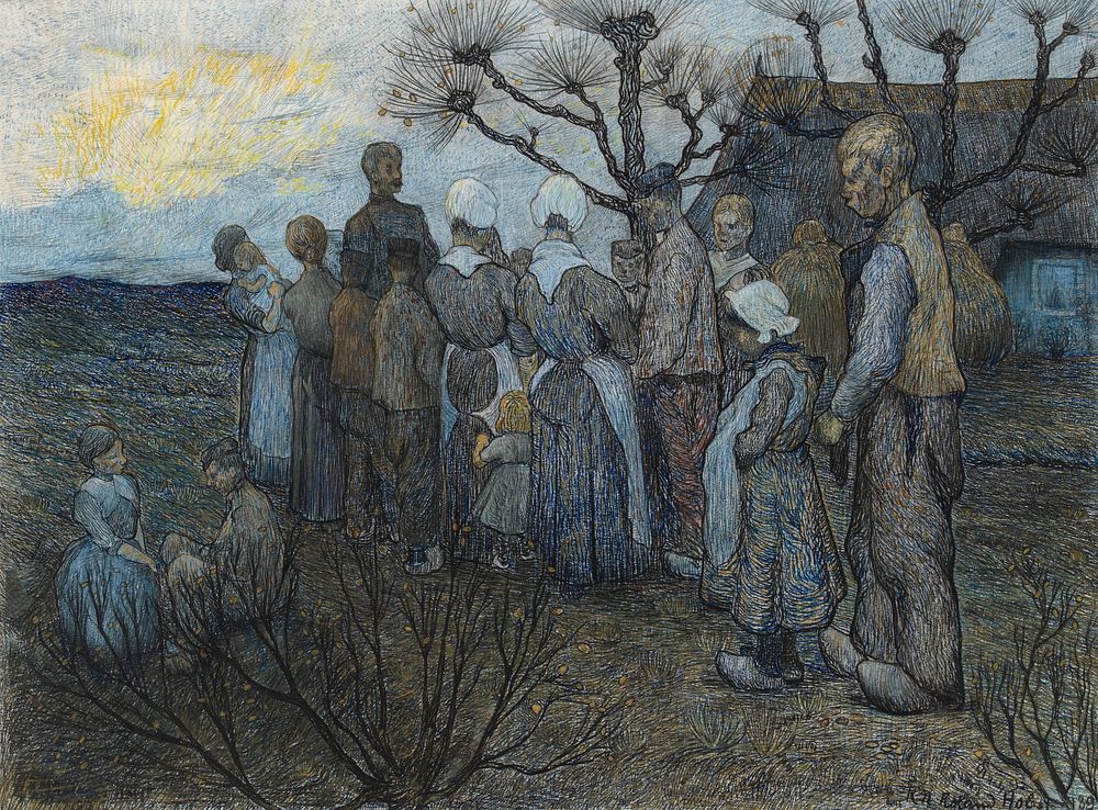 Field preaching (1892&ndash;1897) painting in high resolution by Richard Roland Holst. Original from the Rijksmuseum.…