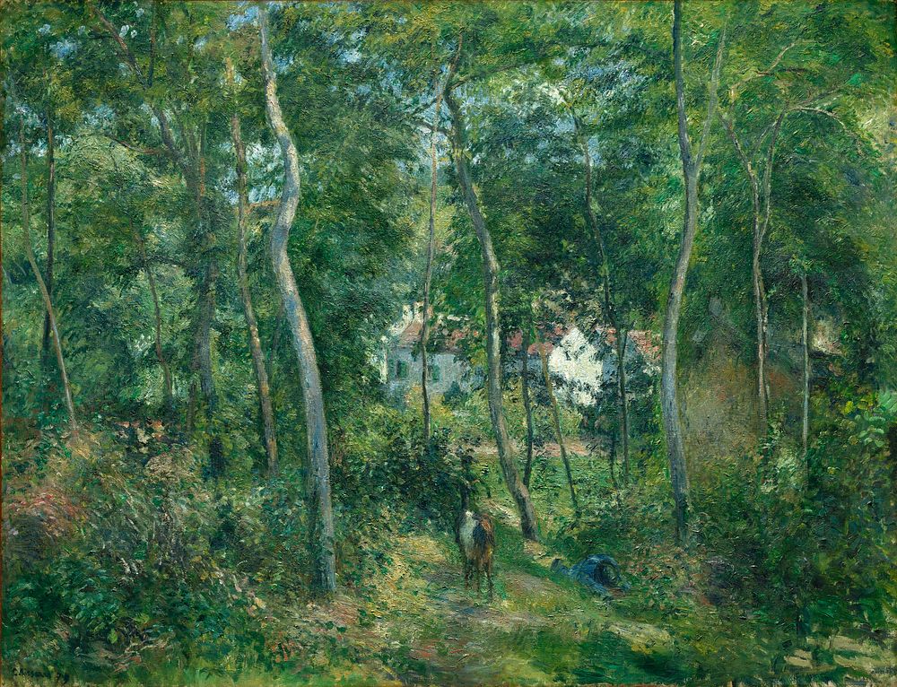 Edge of the Woods Near L'Hermitage, Pontoise (1879) by Camille Pissarro. Original from The Cleveland Museum of Art.…