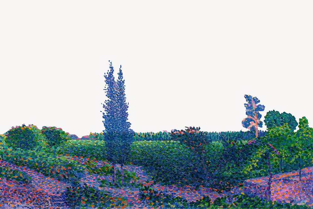 Henri-Edmond Cross's nature landscape border collage element, famous artwork remixed by rawpixel  psd