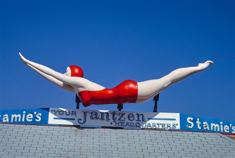 Stamie's Beachwear Jantzen sign, Ocean Avenue, Daytona Beach, Florida (1990) photography in high resolution by John…