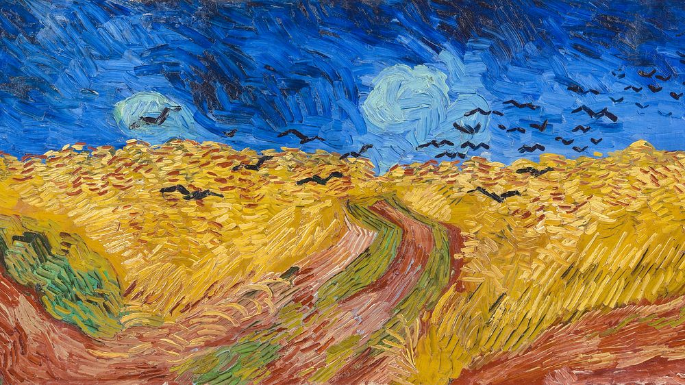 Van Gogh art wallpaper, desktop background, Wheatfield with Crows