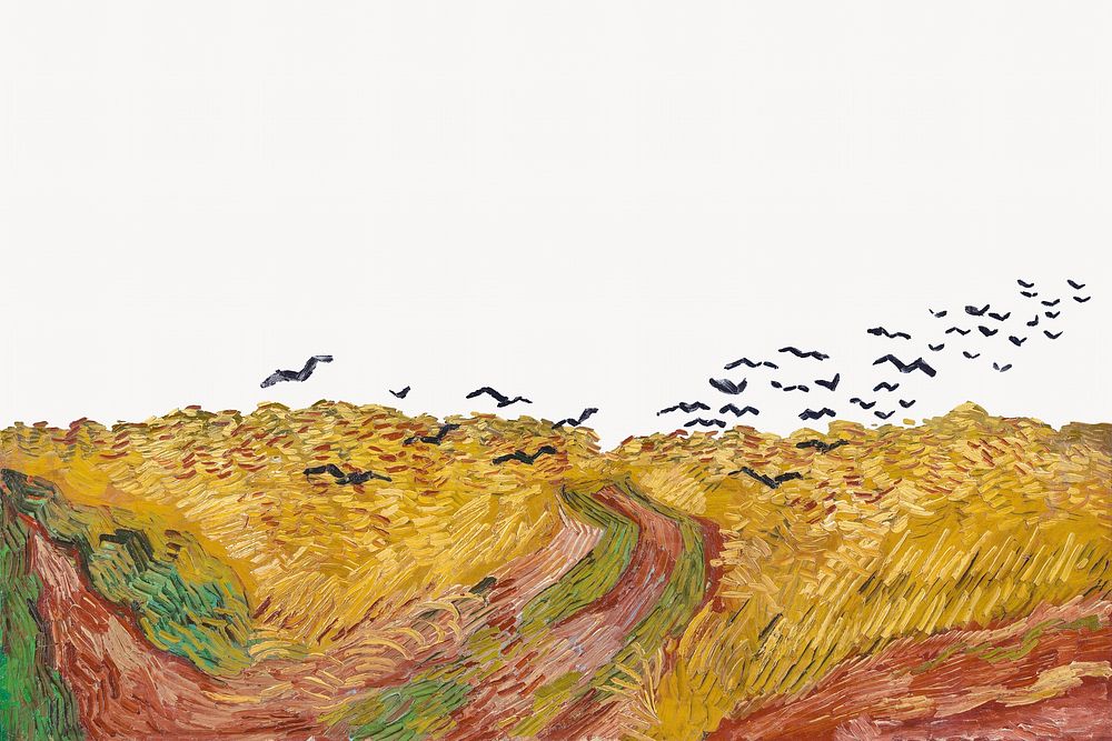 Van Gogh's Wheatfield with Crows border background, famous artwork remixed by rawpixel 