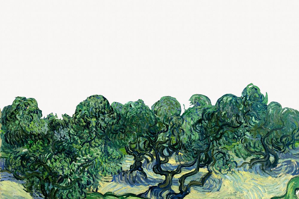 Van Gogh's Olive Trees  border background, famous artwork remixed by rawpixel 