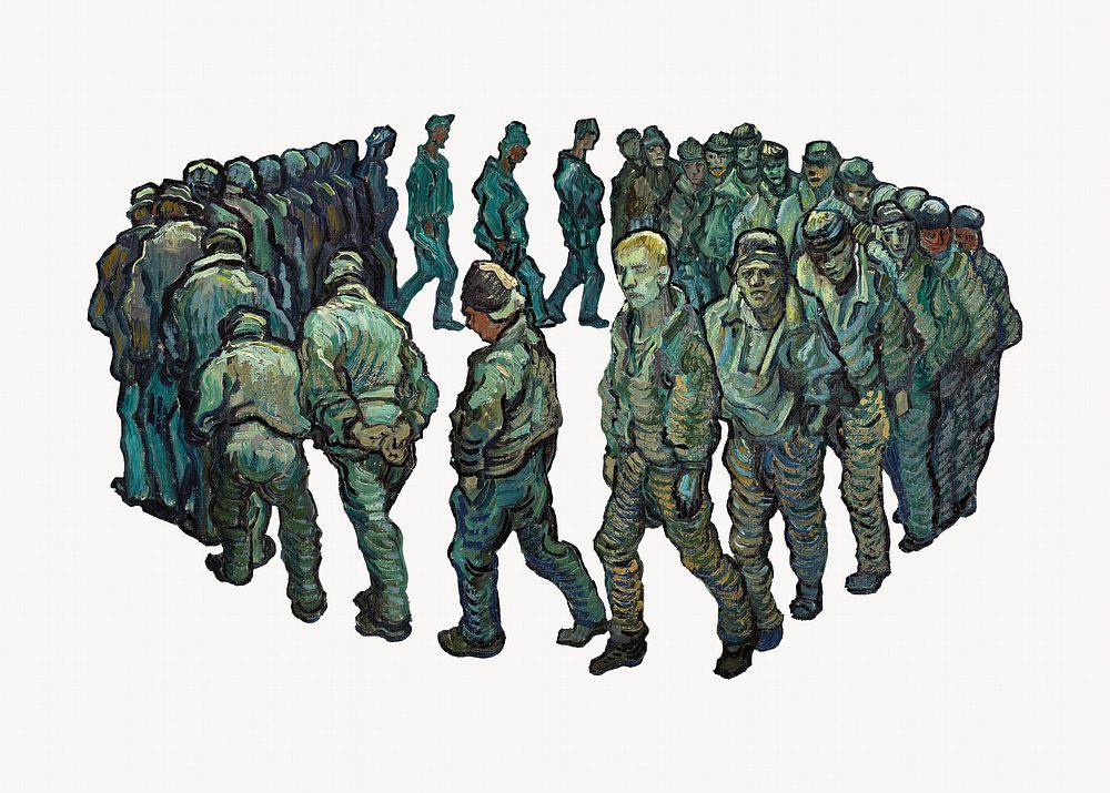 Prisoner illustration, Van Gogh-inspired vintage artwork, remixed by rawpixel
