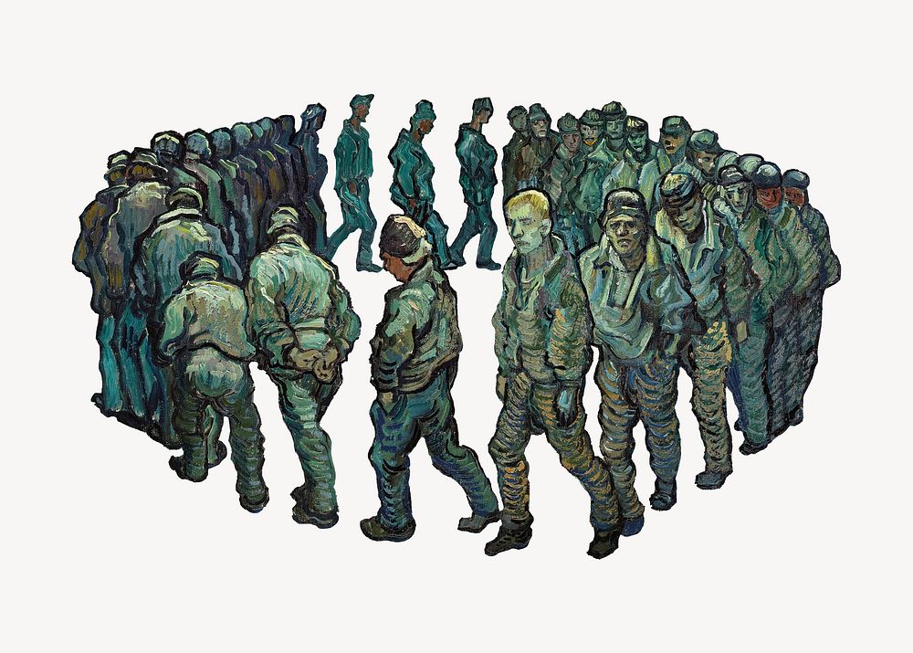 Prisoner collage element, Van Gogh-inspired artwork psd, remixed by rawpixel